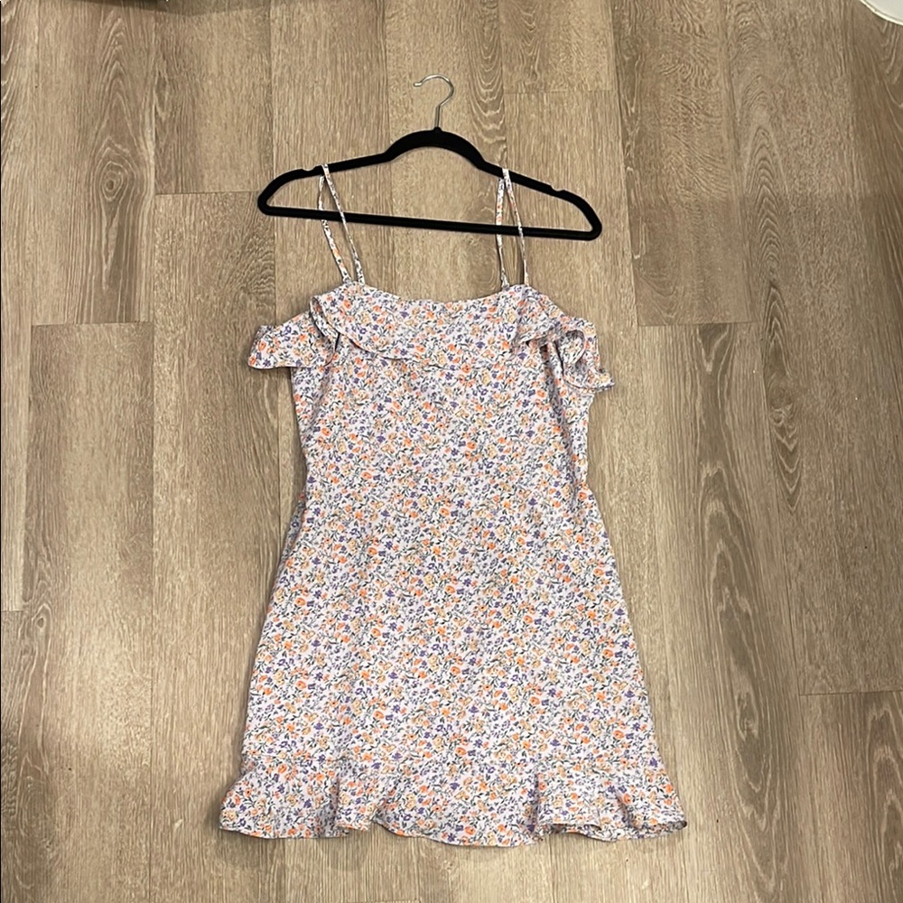 Purple Ruffled Tiered Mini Sundress Spaghetti Straps